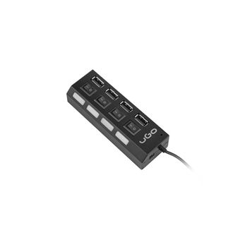 HUB USB 2.0 uGo Maipo HU110 | 4 Portas + Interruptor - Preto - 1