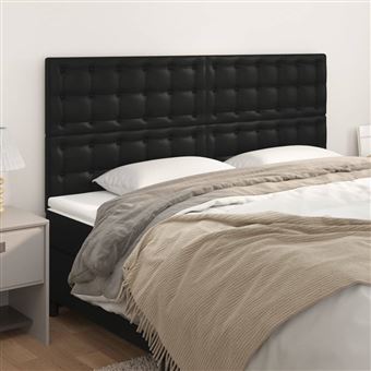 Cabeceira vidaXL | Preto | 200x5x118/128 cm | Couro Sintético - 1