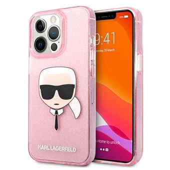 Capa Original Antichoque Karl Lagerfeld Glitter para Iphone 13 Pro Max Rosa - 1