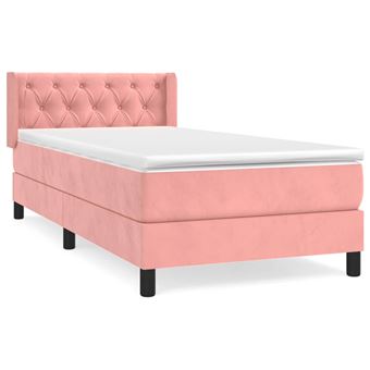 Cama com molas e colchão vidaXL | 80x200 cm | veludo rosa - 1