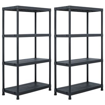 Conjunto de 2 Estantes de Arrumação vidaXL Preto 60X30X138 cm Plástico - 1