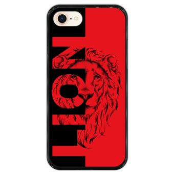 Capa Hapdey para iPhone 7 - 8 Design Leão Vermelho e Preto em Silicone Flexível e TPU Preto
