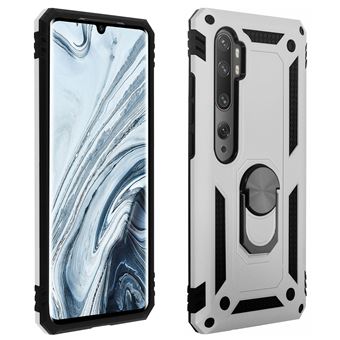 Capa Protetora Avizar para Xiaomi Mi Note 10 /10 Pro | Antichoque | Anel | Suporte - Prateado