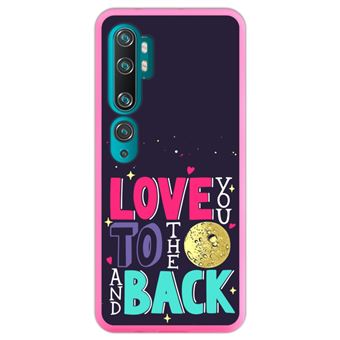 Capa Hapdey para Xiaomi Mi Note 10 - Note 10 Pro - CC9 Pro | Silicone Flexível em TPU | Design Frase romântica, te amo até a lua e volta - Rosa