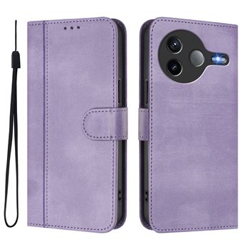 Capa FOXDOCK para Xiaomi POCO F7 Pro 5G | Estilo Vintage | TPU com Textura de Pele Antiderrapante | Compartimentos para Cartões e Suporte | Roxo - 1