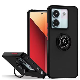 Capa Tumundosmartphone fosca com borda preta e anel giratório 360 para Xiaomi Poco M7 Pro 5G - 1
