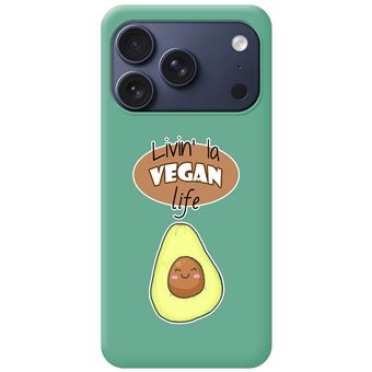 Capa Tumundosmartphone de silicone líquido verde para iPhone 17 Pro (6.3) | Desenhos de design Vegan Life - 1