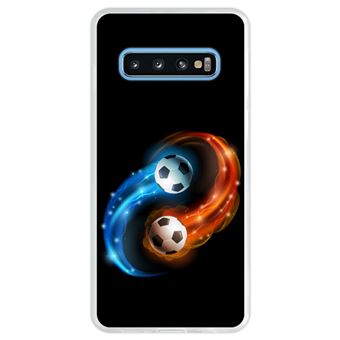 Capa Hapdey Para Samsung Galaxy S10 Design Resumo Fogo e Água Bola de Futebol Capa de Silicone Flexível Em TPU - Transparente