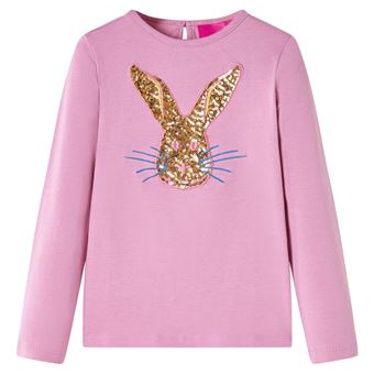 T-shirt de manga comprida para criança | vidaXL | rosa-queimado 116 | 5 a 6 anos - 1
