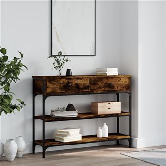 Mesa Consola vidaXL | 100x25x75 cm | derivados de madeira carvalho fumado - 1