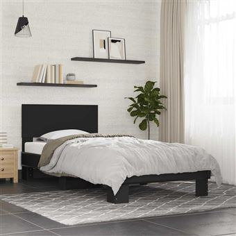 Estrutura de Cama vidaXL | 75x190 cm | Derivados de Madeira e Metal Preto - 1