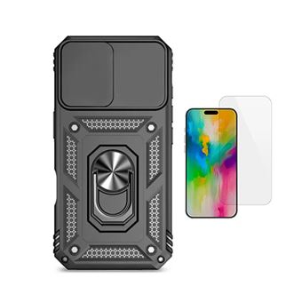 Kit Vidro Temperado Cleargorilasglass + Capa de Proteção Militar Magnética Janela GIFT4ME para Apple iPhone 17 Pro Max | Preto - 1