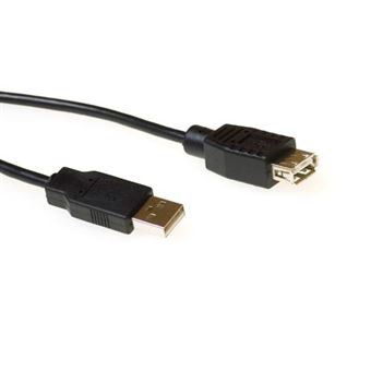 Cabo Usb ACT USB 2.0 extension cable, 5.0m, Type A - A, Black | Preto - 1