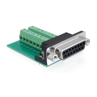 cabo de interface/adaptador de género DeLOCK 65274 Sub-D 15 pin Gameport 16 pin Terminal block Verde - 1