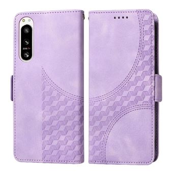Capa FLOODKING para Sony Xperia 5 IV | Design Acolchoado | Couro PU Premium | Roxo - 1