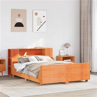 Cama sem Colchão vidaXL | 135x190 cm | madeira pinho maciça castanho-mel - 1