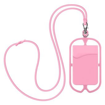 Capa Cordão Universal Avizar para Smartphone com Porta-Cartões | Série NeckPouch - Luz Rosa - 1
