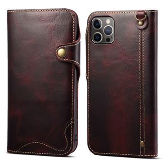 Capa de couro genuíno à prova de queda com suporte Magunivers para cartão Magunivers para iPhone 14 Pro Max - vermelho - 1