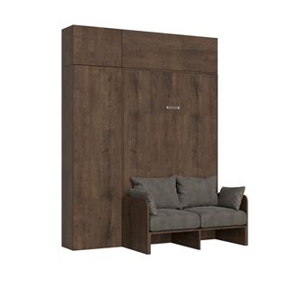 Sofá-cama Retrátil 120 Vertical Itamoby Kentaro com Armário Coluna e Armários Suspensos Nogueira | Alessia 20 - 1