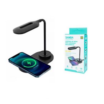 Lâmpada de Mesa com Carregador Wireless SANDA SD-5748 | 10W - Preto - 1