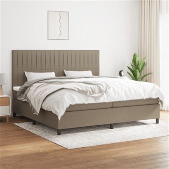 Cama com Molas e Colchão vidaXL | 200x200 cm | tecido castanho-acinzentado - 1