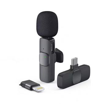 Mini Microfone Wireless Lavalier CO-Phénix com adaptador Tipo C e Apple K8 - 1