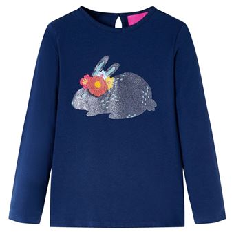 T-shirt de manga comprida para criança | vidaXL | azul-marinho 104 | 3 a 4 anos - 1