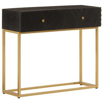 Mesa consola vidaXL | 90x30x76 cm | mangueira maciça e ferro preto - 1