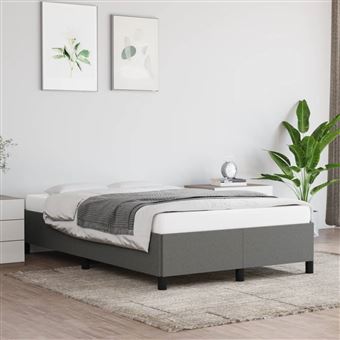 Estrutura de cama vidaXL | 120x190 cm | tecido cinzento-escuro - 1