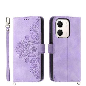 Capa ZURSANA para OPPP A5x 5G | Pele com Fecho de Encaixe para Colar + Cordão em Pele | Roxo - 1