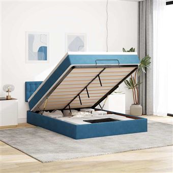 Estrutura de cama otomana com colchão vidaXL | 140x190 cm | azul escuro - 1