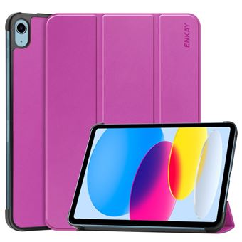Capa PU HAT PRINCE função de despertar/sono automático com apoio para iPad 10.9 (2022) - roxo - 1