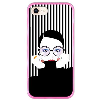 Capa Hapdey para iPhone 7 - 8 Design Mulher Pop Art em Silicone Flexível e TPU Cor-de-Rosa