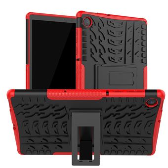 Capa Magunivers e Tpu Padrão de Pneu Legal com Muleta Preto/Vermelho para Lenovo Tab M10 Plus Tb-X606F - 1