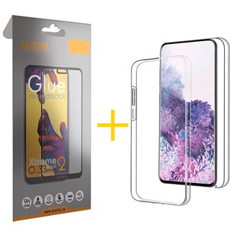 Pack Gandy 1 x Película de Vidro Temperado Full + Capa para Samsung Galaxy S23 Ultra 5G Dupla 360º - Transparente Clear - 1
