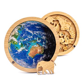 Quebra-cabeça DAM | madeira | Terra e animais | Azul - 1