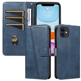 Capa FOXDOCK para iPhone 12 Mini | Fecho Magnético | Compartimentos para Cartões e Suporte | Pele PU | À Prova de Choque | Azul - 1