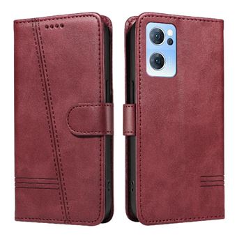 Capa FOXDOCK para OPPO Find X5 Lite | Fecho Magnético | Compartimentos para Cartões e Suporte | Pele PU | À Prova de Choque | Vermelho - 1