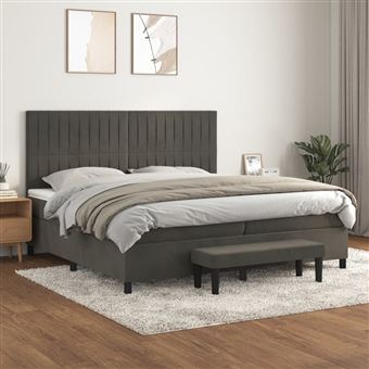 Cama com molas e colchão vidaXL | 200x200 cm | veludo cinzento-escuro - 1