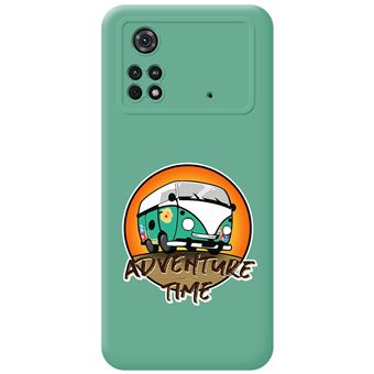 Capa Tumundosmartphone de silicone líquido verde para Xiaomi POCO M4 Pro 4G desenhos de design Adventure Time - 1