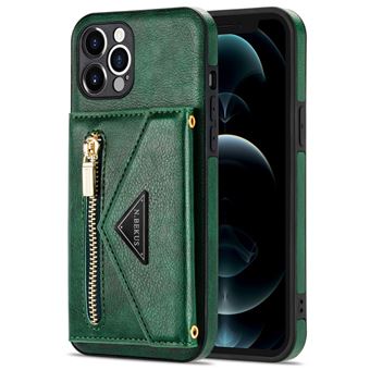 Capa Pu magunivers N.Bekus com Suporte de Pontapé | Bolso com Fecho Éclair e Cordão de Segurança Verde escuro para Iphone 12 Pro 6.1'' - 1