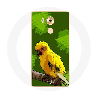 Capa Maniacase para Huawei Mate 8 Pássaros Periquitos Amarelos Fundo Verde - 1