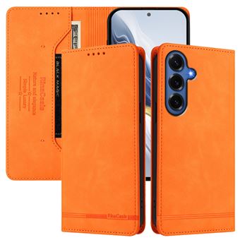 Capa FOXDOCK Tipo Carteira Flip para Samsung Galaxy S26 Plus com Bloqueio RFID | Fecho Magnético | Pele PU  | Laranja - 1