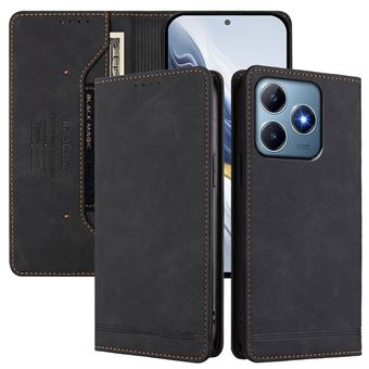 Capa FOXDOCK Tipo Carteira Flip para Realme Note 60 4G com Bloqueio RFID | Fecho Magnético | Pele PU  | Preto - 1