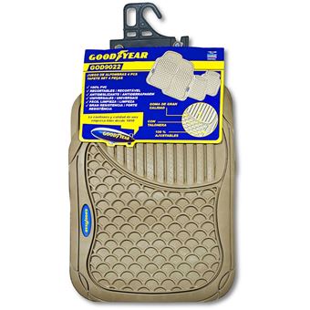 Kit 4 Tapetes Carro Goodyear | Borracha - Bege - 1
