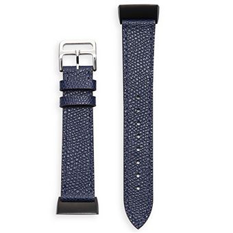 Bracelete de Couro HSMY Flexível para Fitbit Charge3 / Charge4 - Azul Escuro - 1