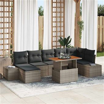 Conjunto de Sofá de Jardim vidaXL | 8 Peças | Cinzento Rattan Sintético - 1