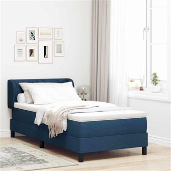 Cama Box com Colchão e Cabeceira vidaXL | Azul | 100 x 200 cm | tecido - 1