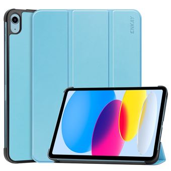 Capa PU HAT PRINCE função de despertar/sono automático com apoio para iPad 10.9 (2022) - azul claro - 1
