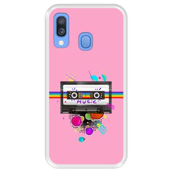 Capa Tpu Hapdey para Samsung Galaxy A40 2019 | Design Fita de Áudio | Estilo Retrô - Transparente